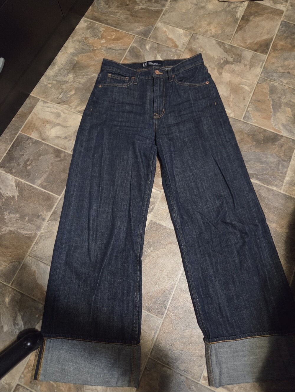 Gap Denim High Rise Wide Leg Jeans Dark Wash Baggy Jeans